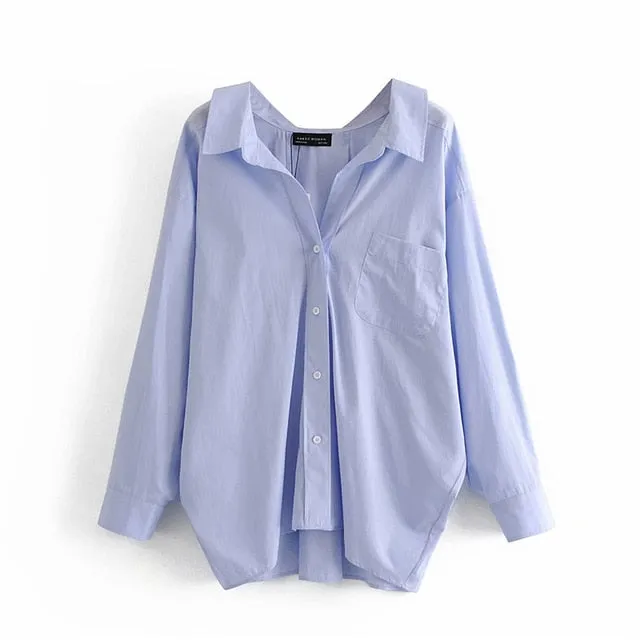 2021 Evfer Women Casual Poplin Shirts Oversize Tops Long Sleeve Sizes XS - L