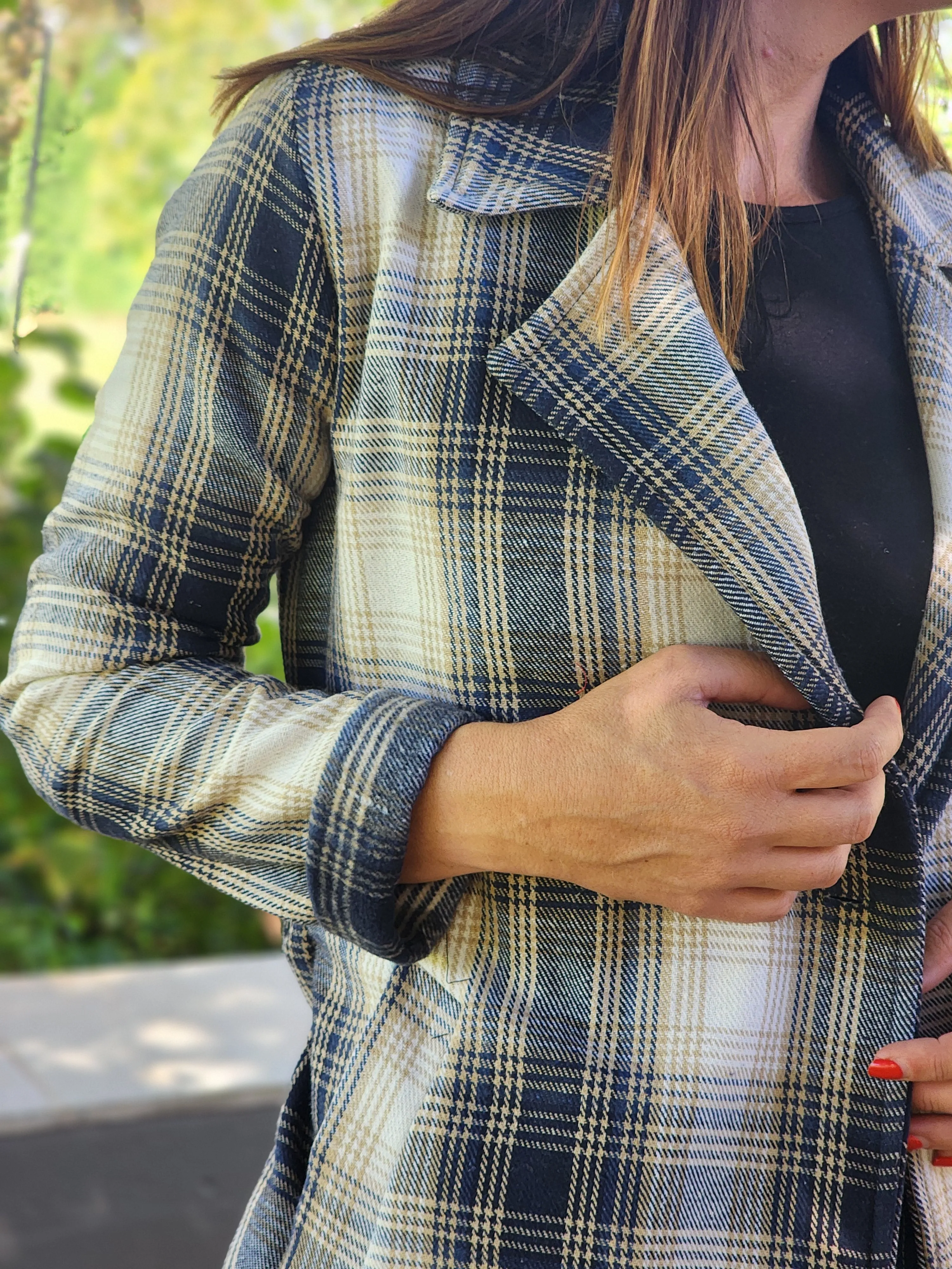 Amy Blazer Check Navy