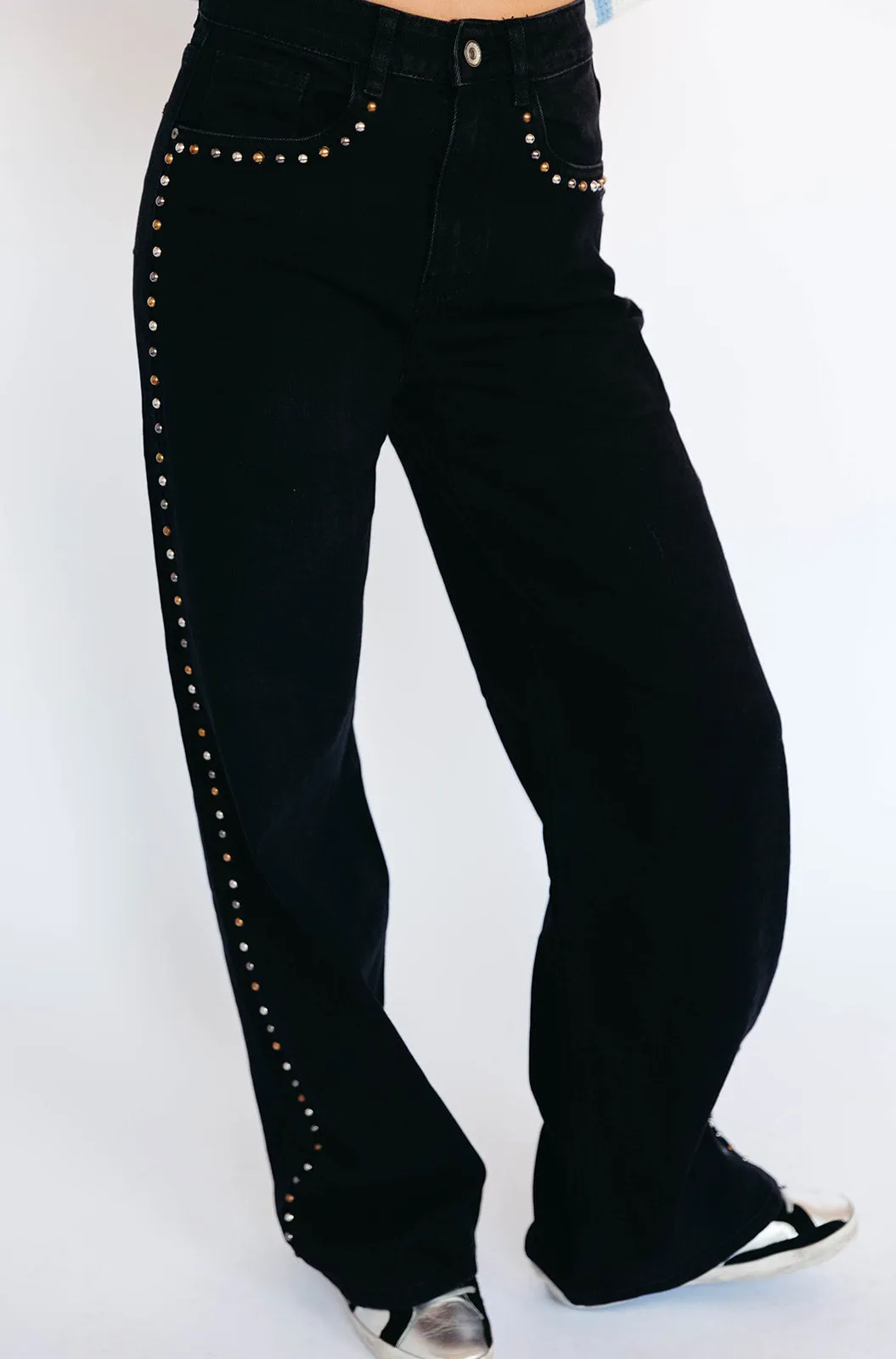 Ansley Stud Trim Jeans - Black