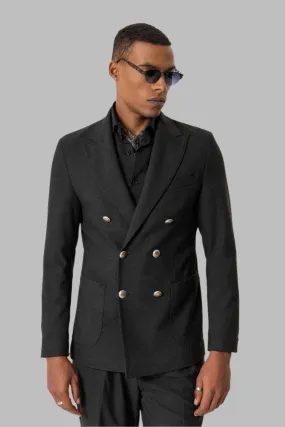 Anthracite Unlined Double-Breasted Men's Blazer Jackets - Wessi