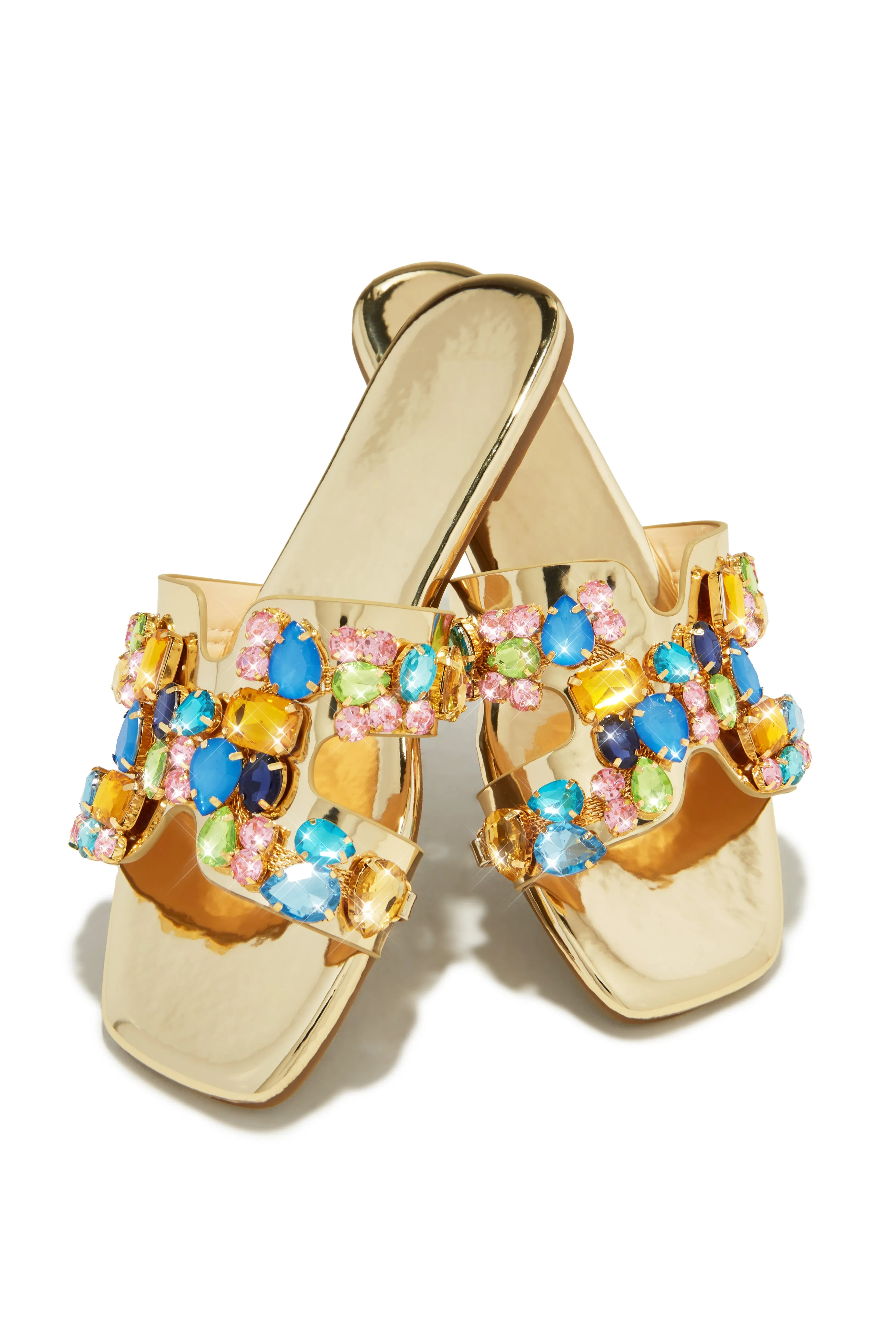 Aviani Embellished Slip On Sandals - Gold