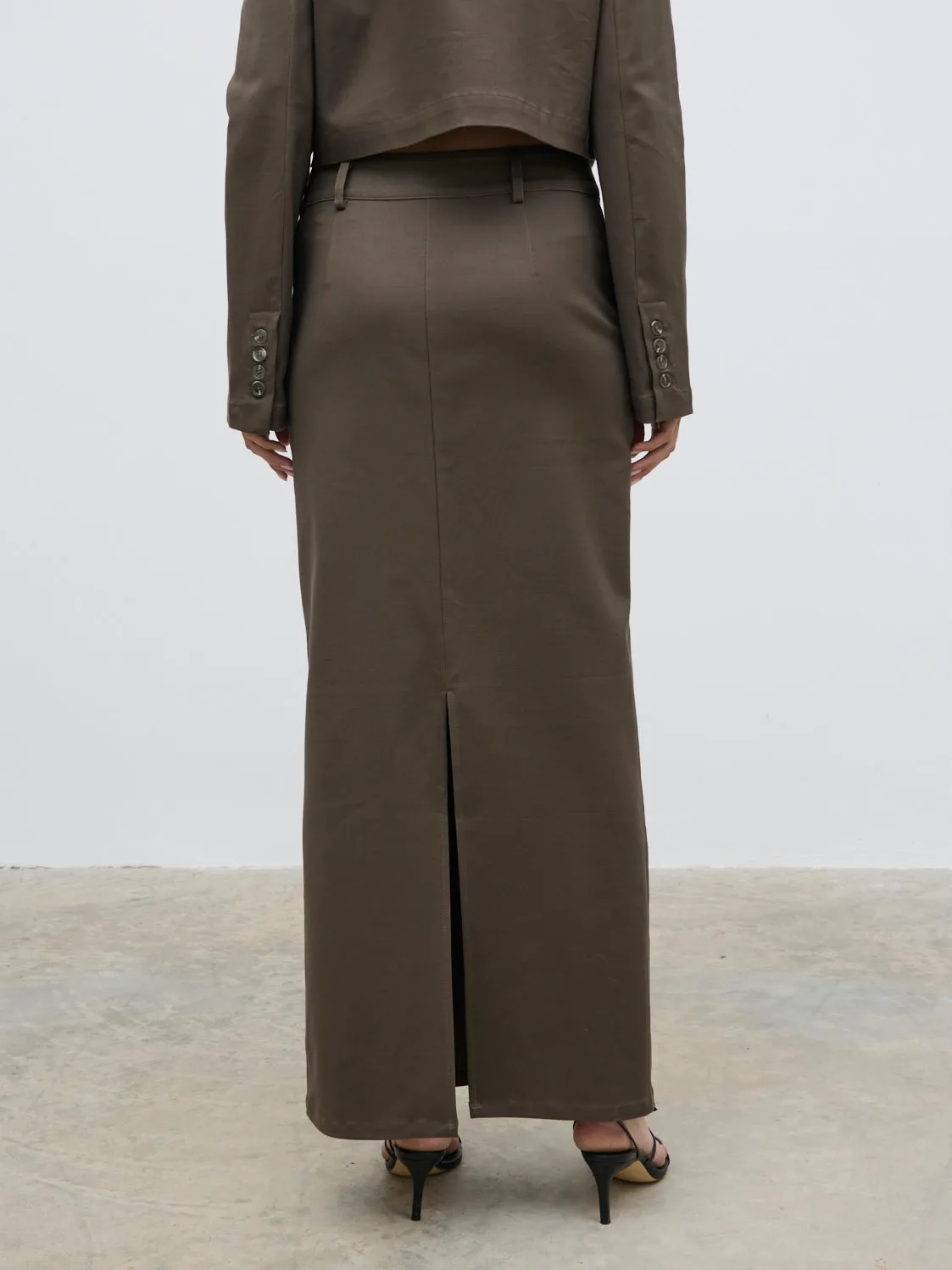 Brady Tailored Maxi Skirt - Taupe