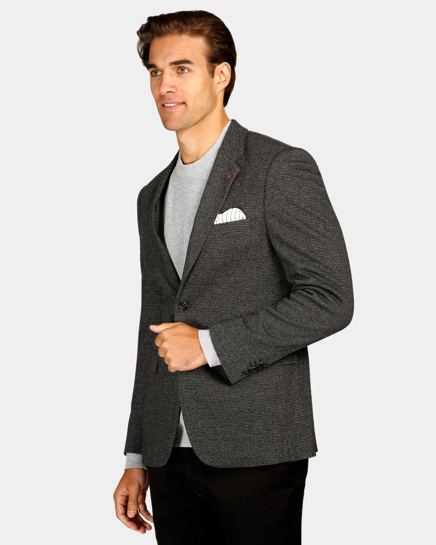 Brooksfield - Two Tone Knit Blazer Black