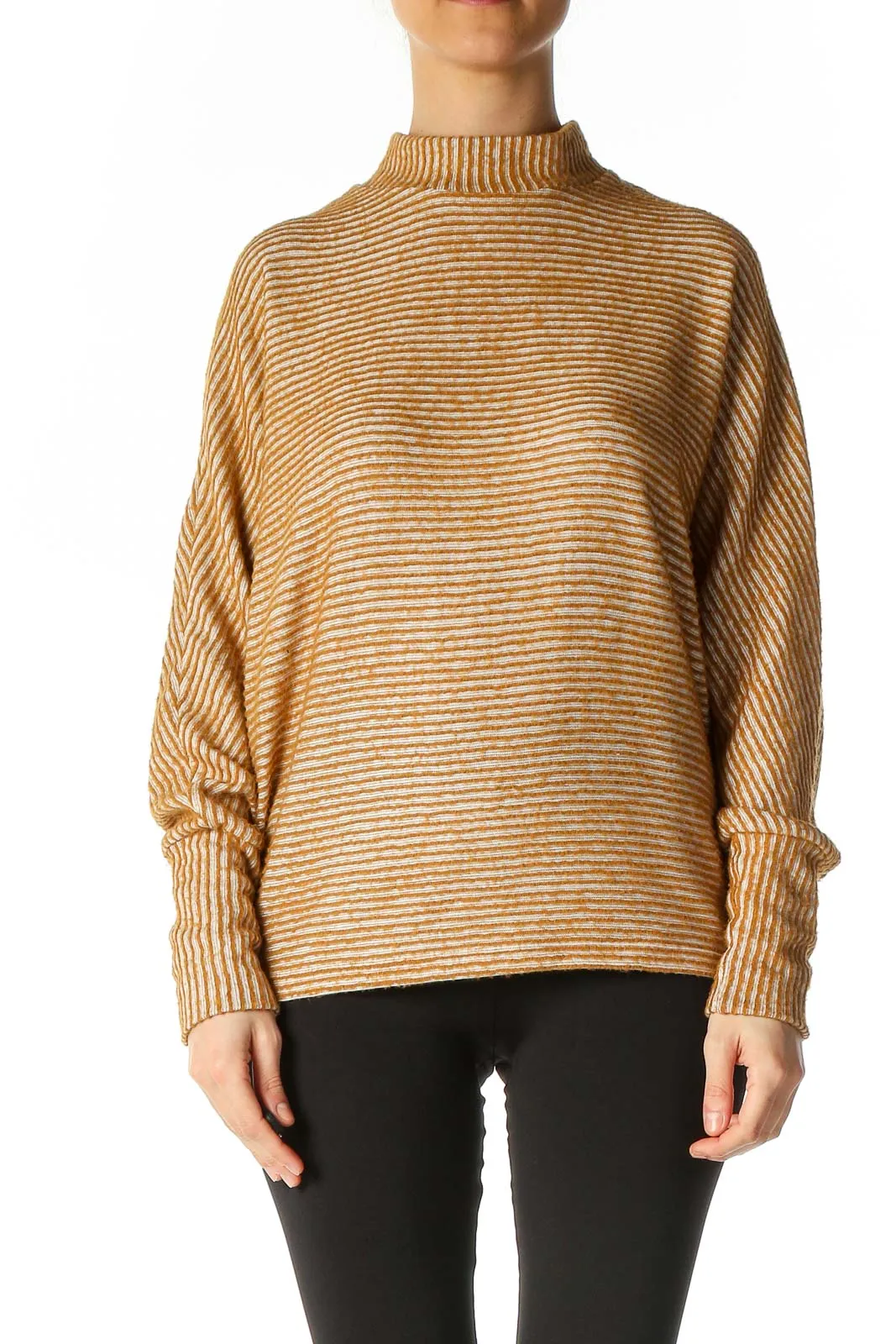 Brown Striped Casual Sweater