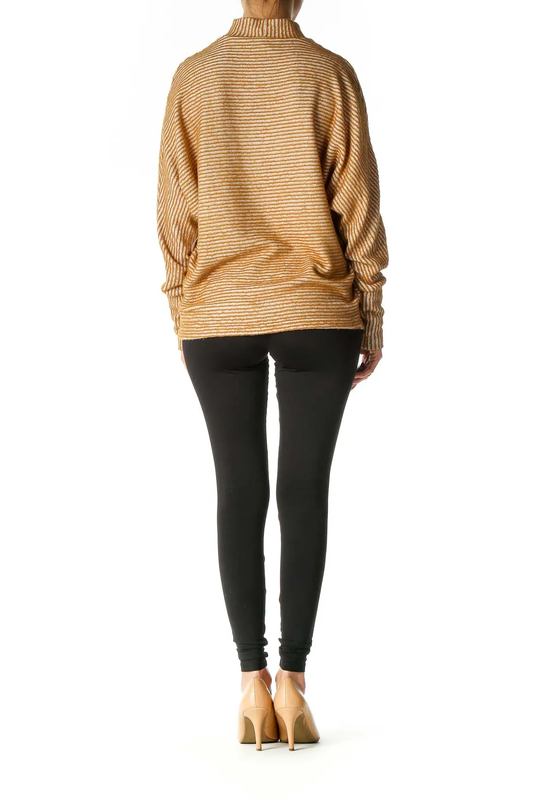 Brown Striped Casual Sweater