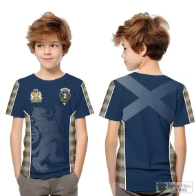 Buchanan Dress Tartan Kid T-Shirt with Family Crest and Lion Rampant Vibes Sport Style