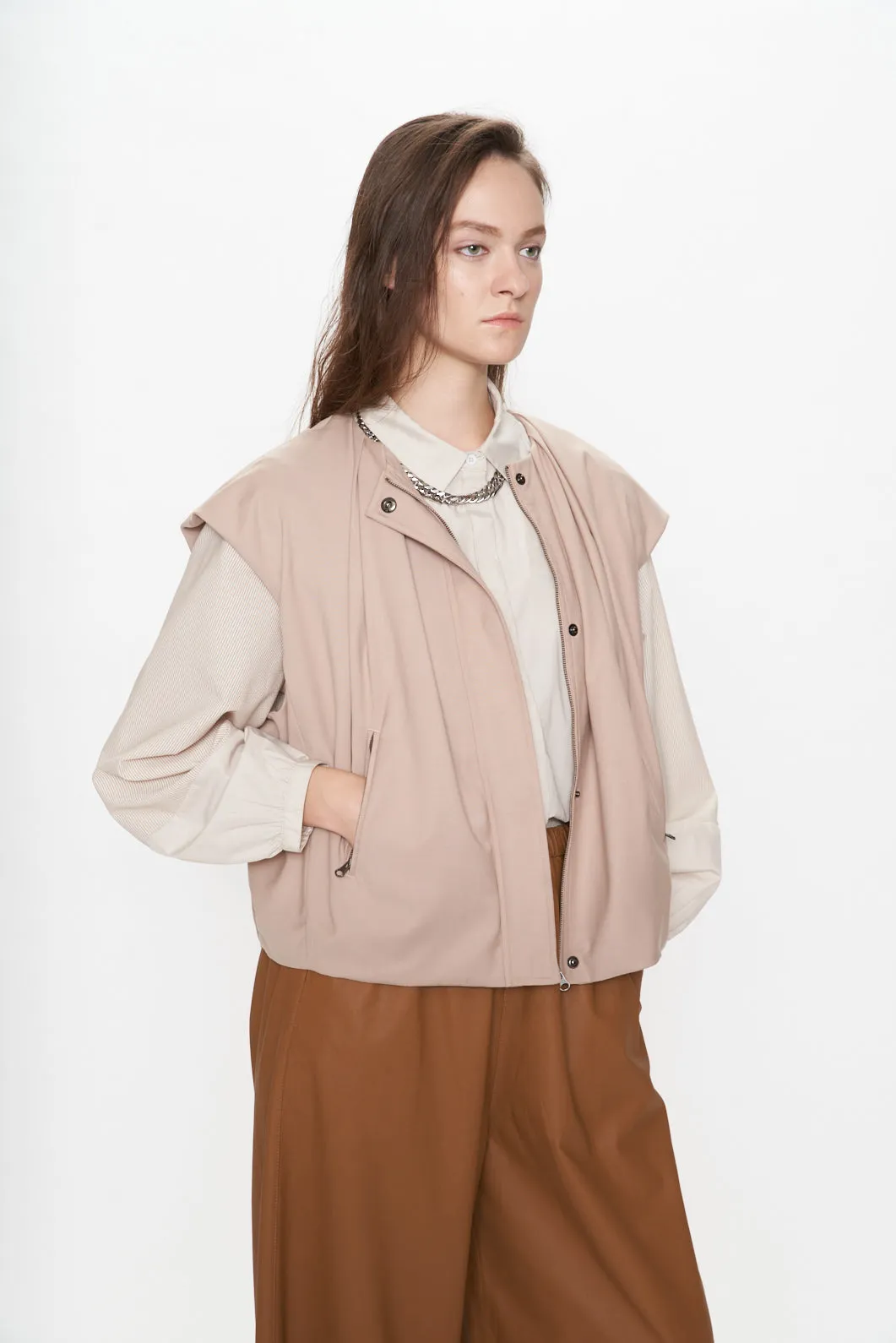 Cap Sleeve Bubble Crop Jacket