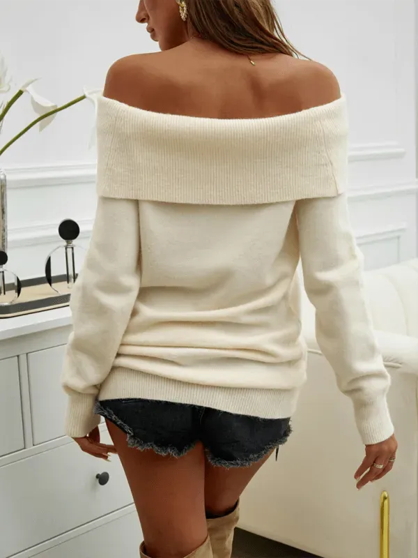 Casual Pull Over One Shoulder Sweater