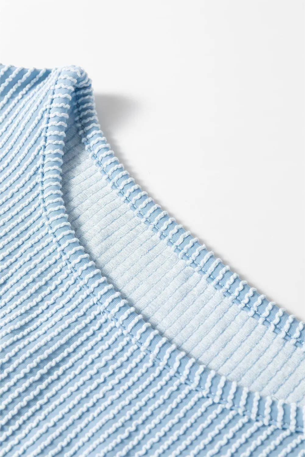 Corduroy Baby Blue Frilly Puff Sleeve Sweater