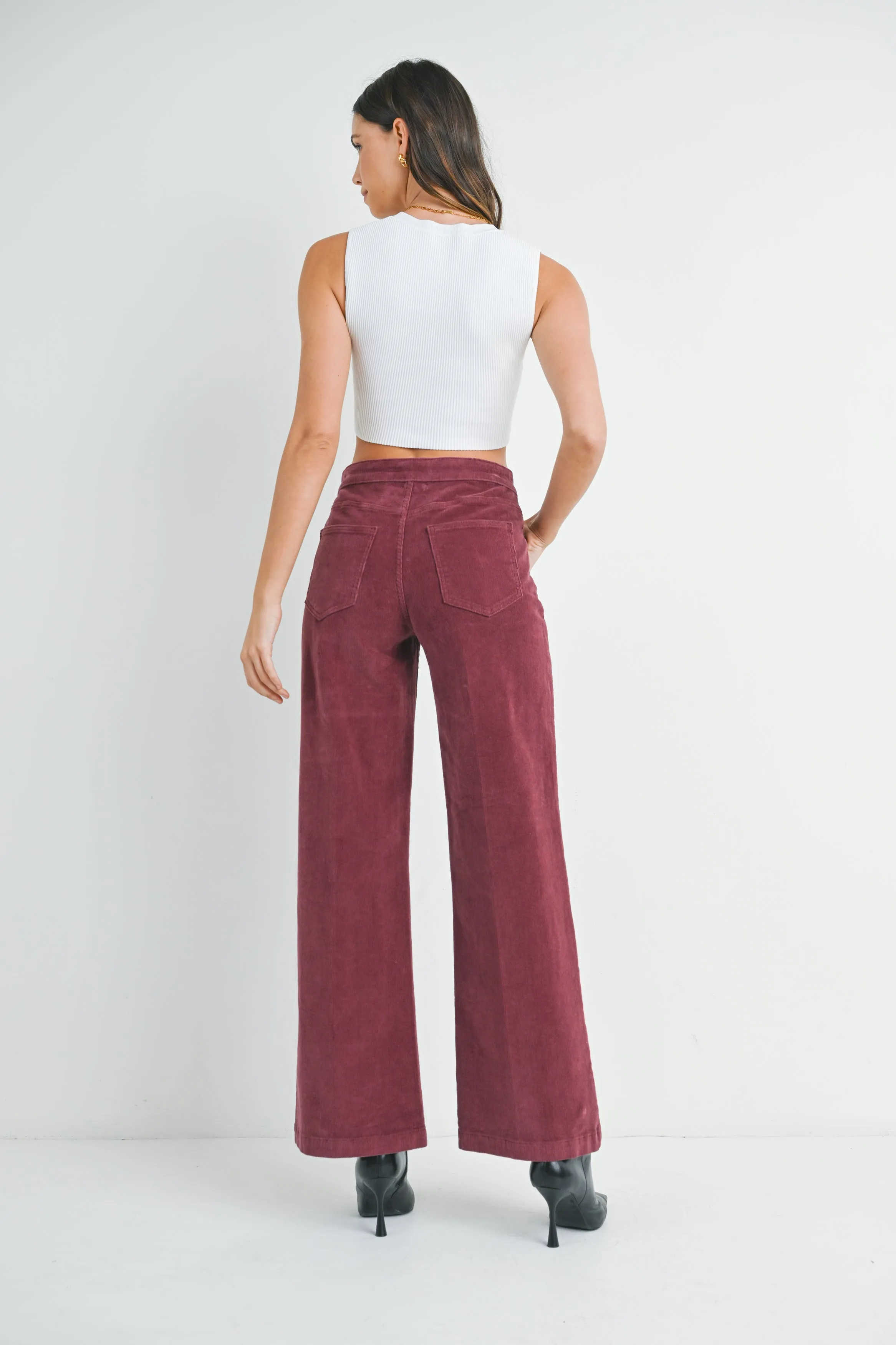 Corduroy Patch Pocket Wide Leg Jean