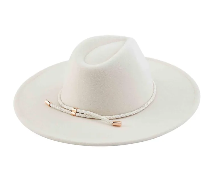 Cream Tied Braided Fedora