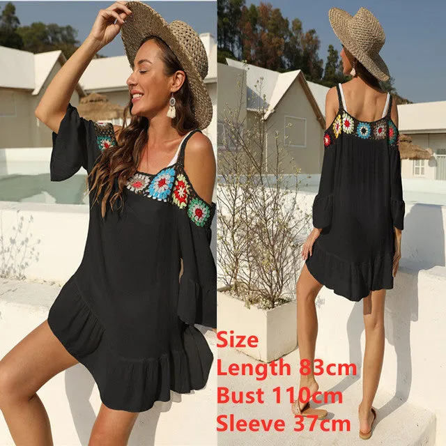 Crochet Beach Cover Up Dress Women 2022 Summer Swimwear