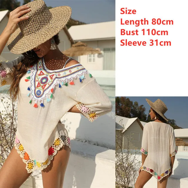 Crochet Beach Cover Up Dress Women 2022 Summer Swimwear