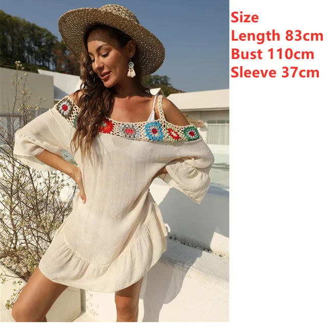 Crochet Beach Cover Up Dress Women 2022 Summer Swimwear