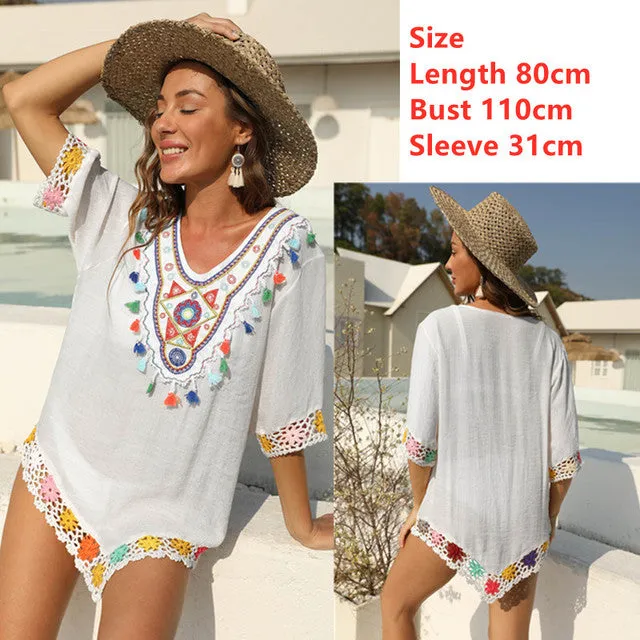 Crochet Beach Cover Up Dress Women 2022 Summer Swimwear