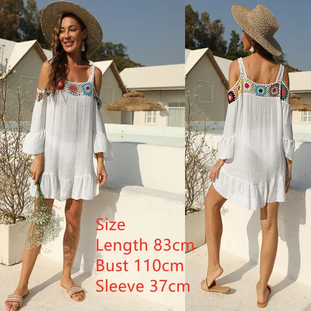 Crochet Beach Cover Up Dress Women 2022 Summer Swimwear