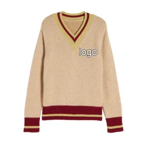 Custom Logo Striped Knit Sweater - OEM/ODM Wool Blend Knitwear Manufacturer