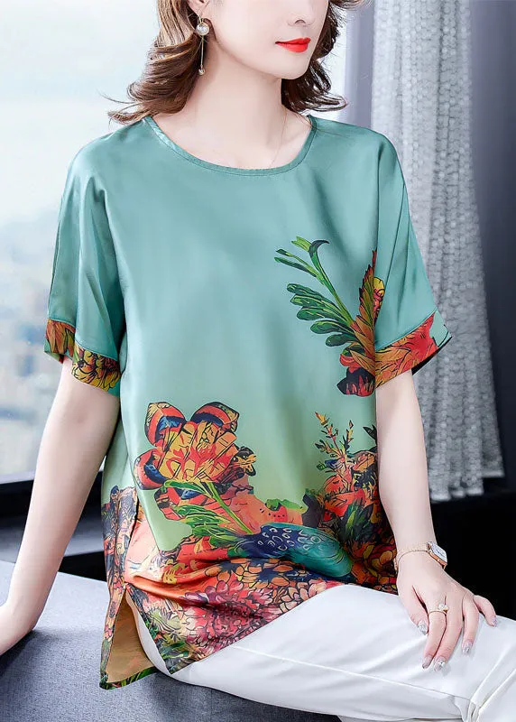 Elegant Green Silk Tops