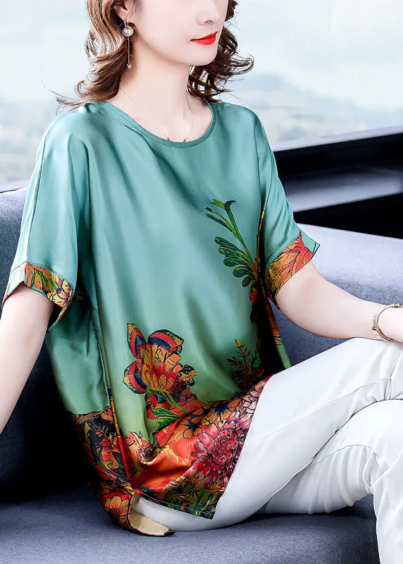 Elegant Green Silk Tops