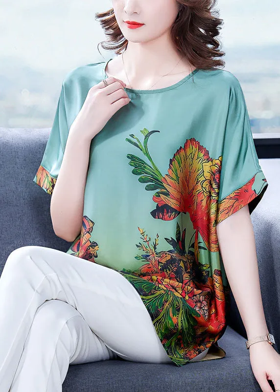 Elegant Green Silk Tops