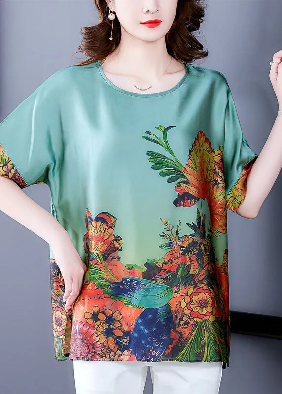 Elegant Green Silk Tops