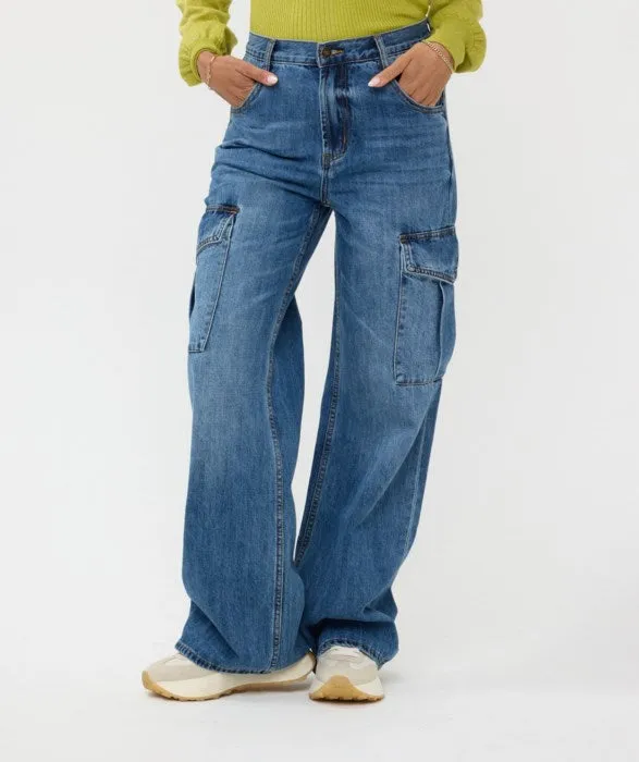 EsQualo Cargo Wide Leg Jean