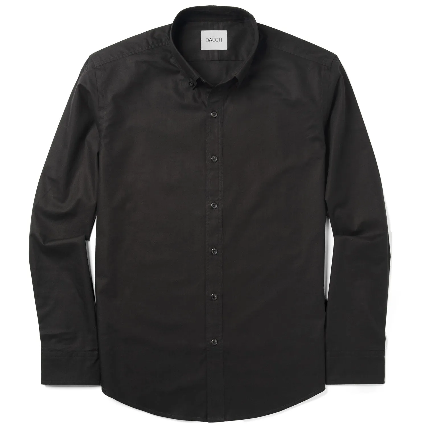 Essential Button Down Collar Casual Shirt - Jet Black Cotton Twill