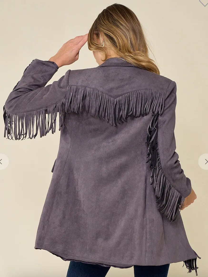 Etta Suede Fringe Blazer