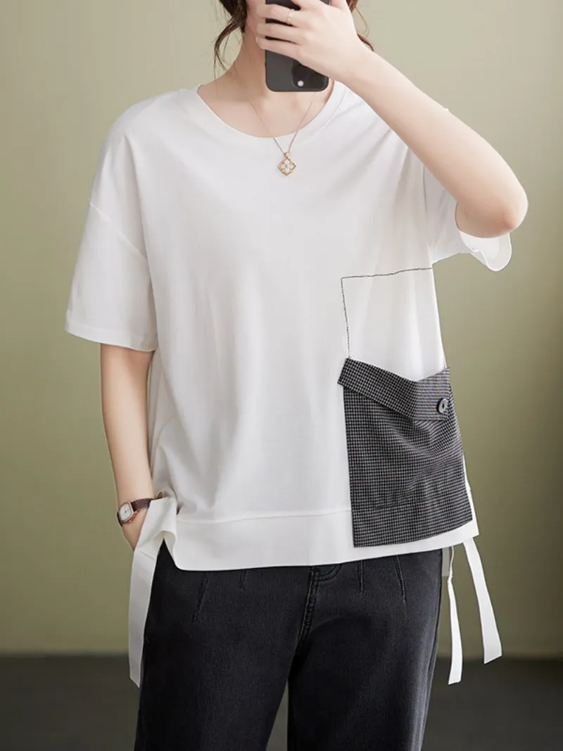 Ever-Pretty Round Neck Short Sleeve Loose Tops