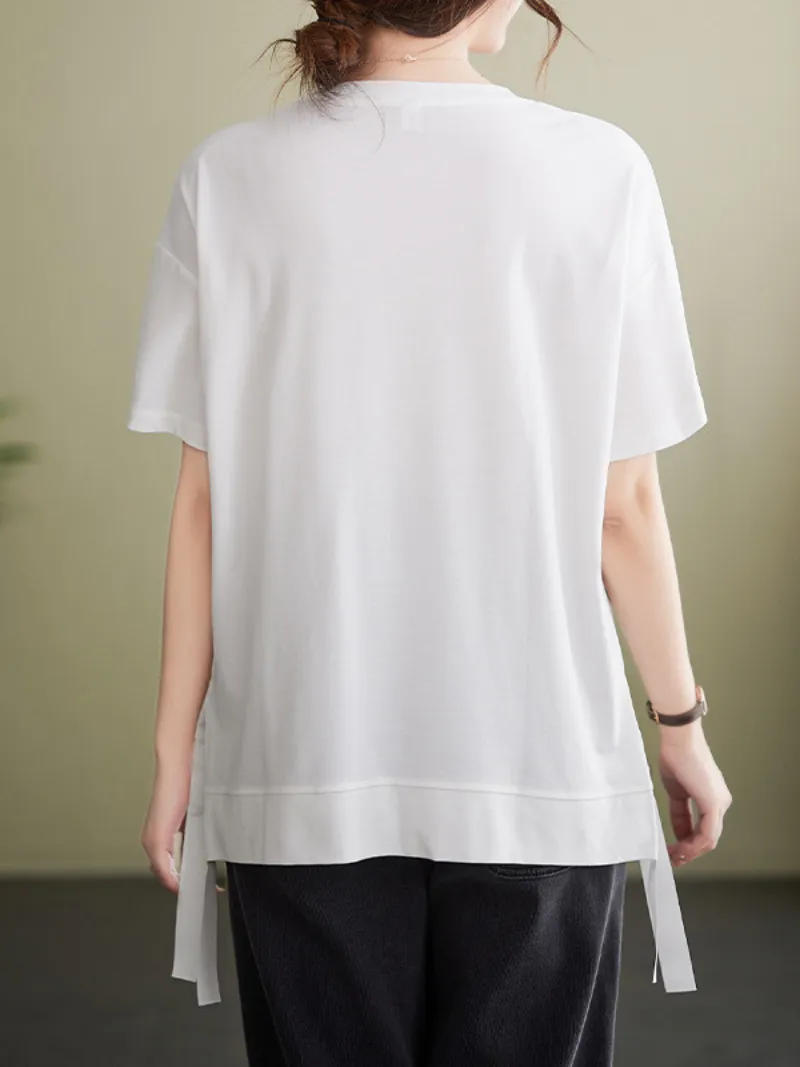 Ever-Pretty Round Neck Short Sleeve Loose Tops