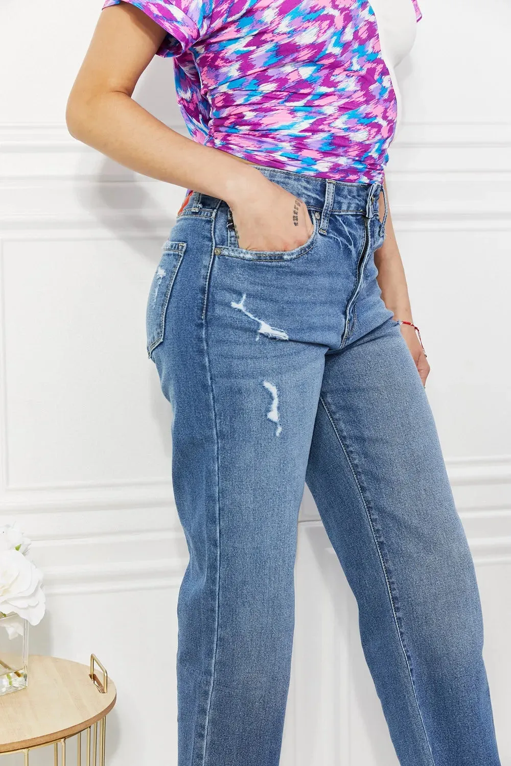 Full Size Melanie Crop Wide Leg Jeans