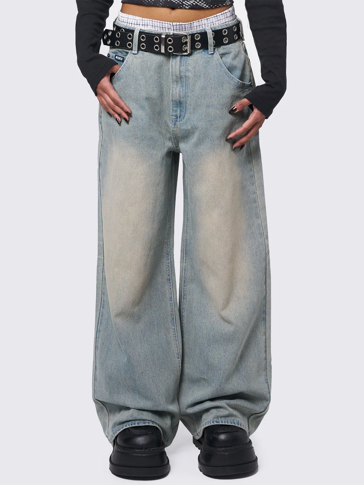 Glen Blue Baggy Jeans