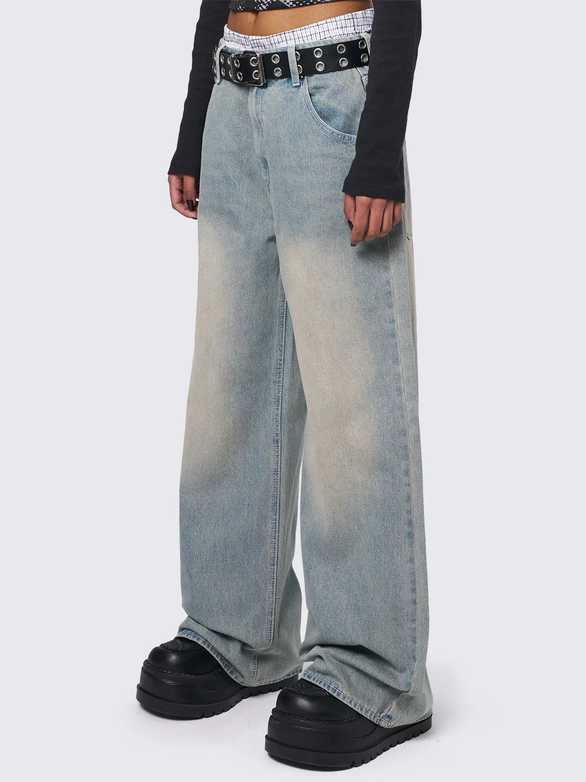 Glen Blue Baggy Jeans