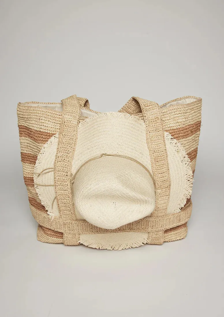 Hat Attack The Original Straw Traveler Bag - Natural/Toast Stripe