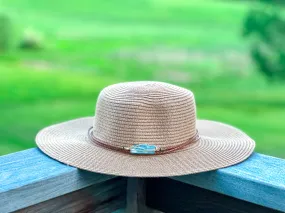 Kyanite and Leather Straw Sun Hat