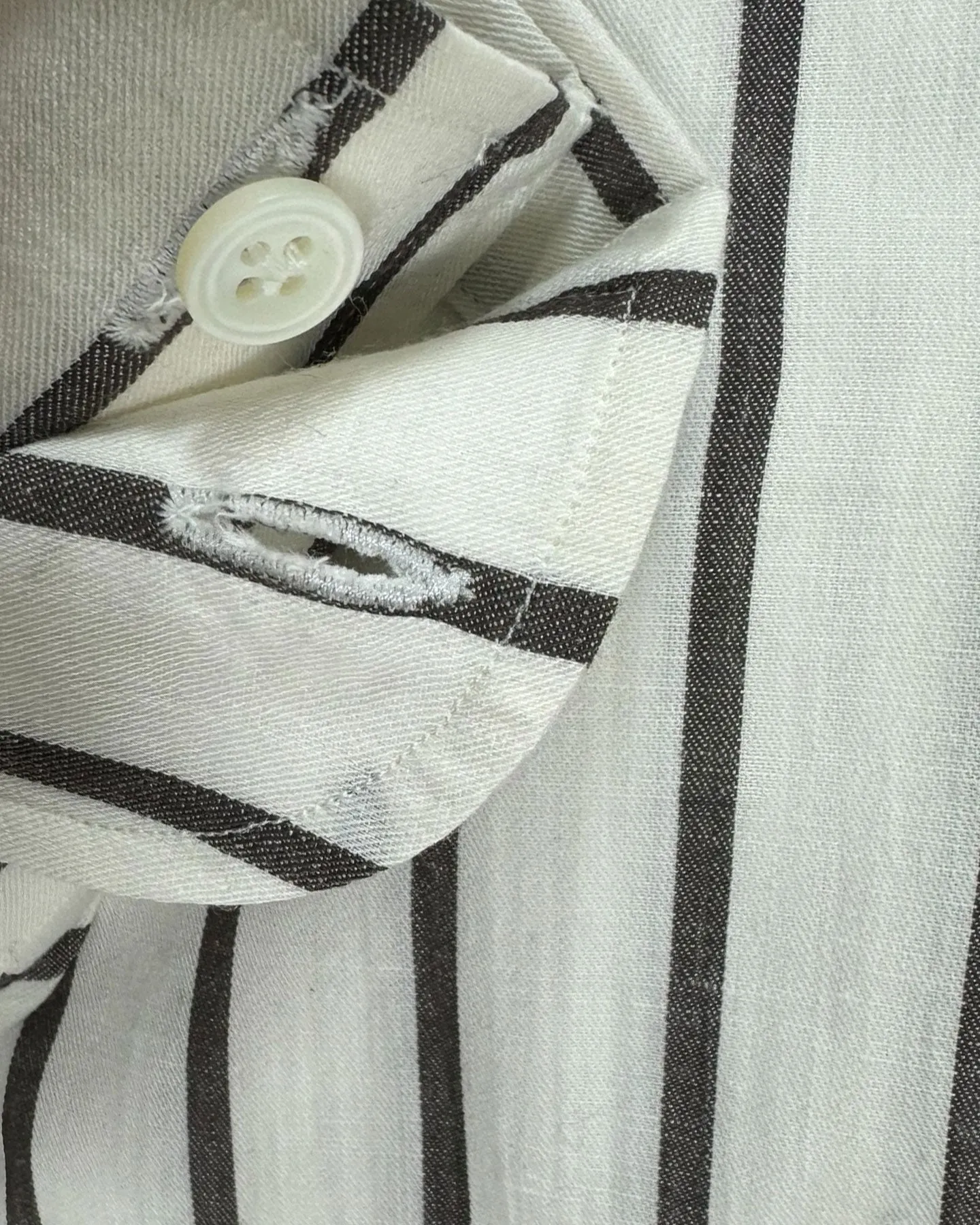 Lardini Dress Shirt White Brown Stripes Design Flax Wool Cotton 41 - 16 SALE