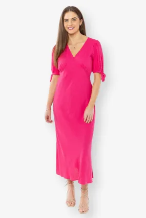 Leila   Luca - Smart Dress - Hot Pink Linen