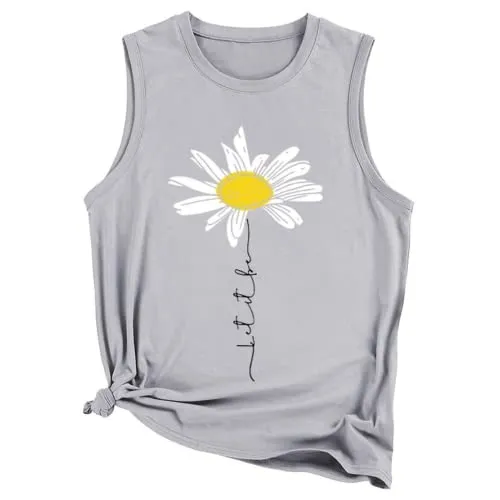 Let It Be Daisy Tank Women Daisy Vintage Graphic Shirt