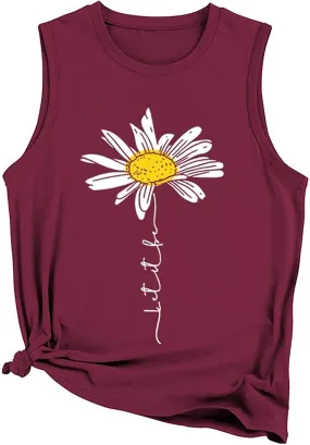 Let It Be Daisy Tank Women Daisy Vintage Graphic Shirt