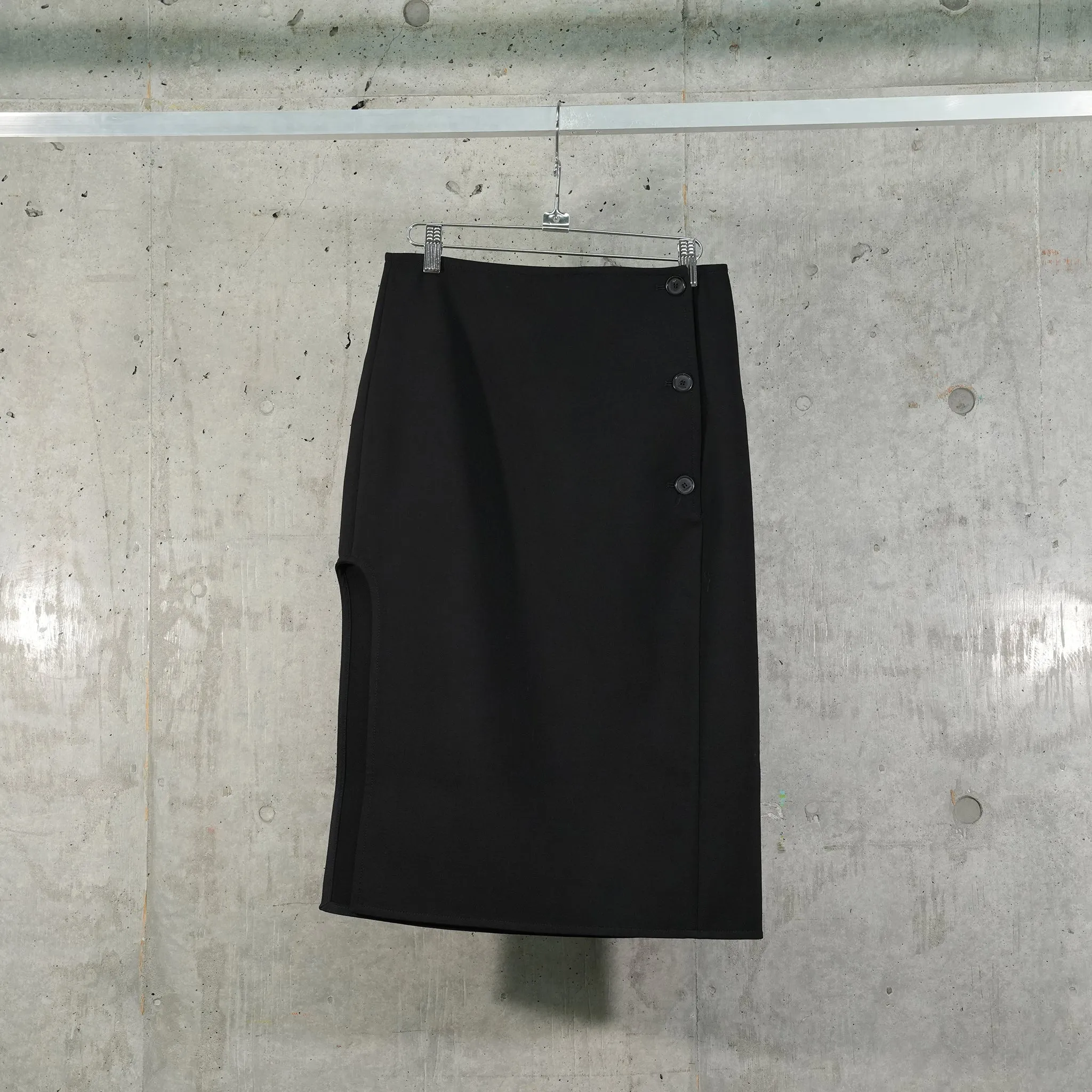 LONG SKIRT OBLIQUE TAILORED WOOL / 9999:BLACK