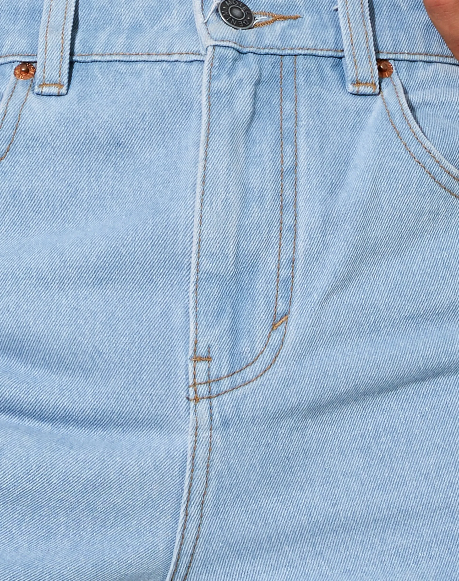 Loose Fit Denim Short in Light Wash Blue