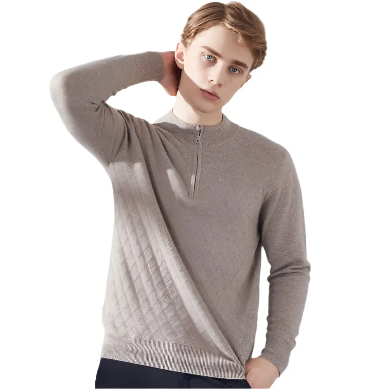 Men's High Collar Zipper Fashion Casual Cashmere Sweater