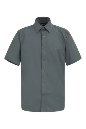 Men's Regular Fit Short Sleeve Solid Color Dress Shirts (Charcoal)