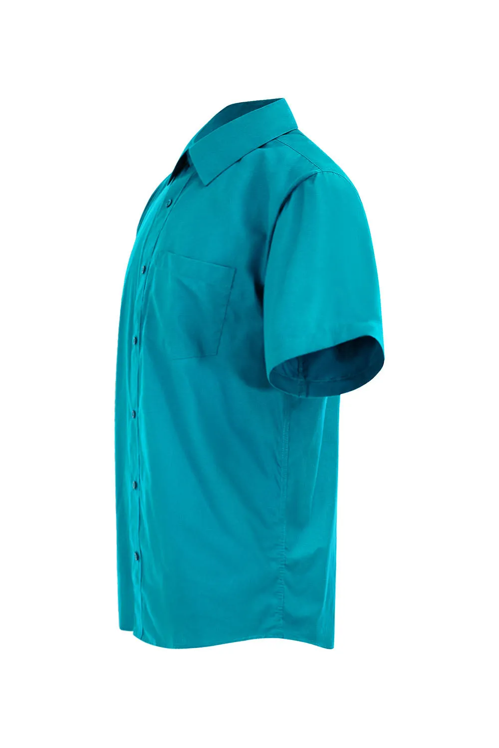 Men's Regular Fit Short Sleeve Solid Color Dress Shirts (Turquoise)