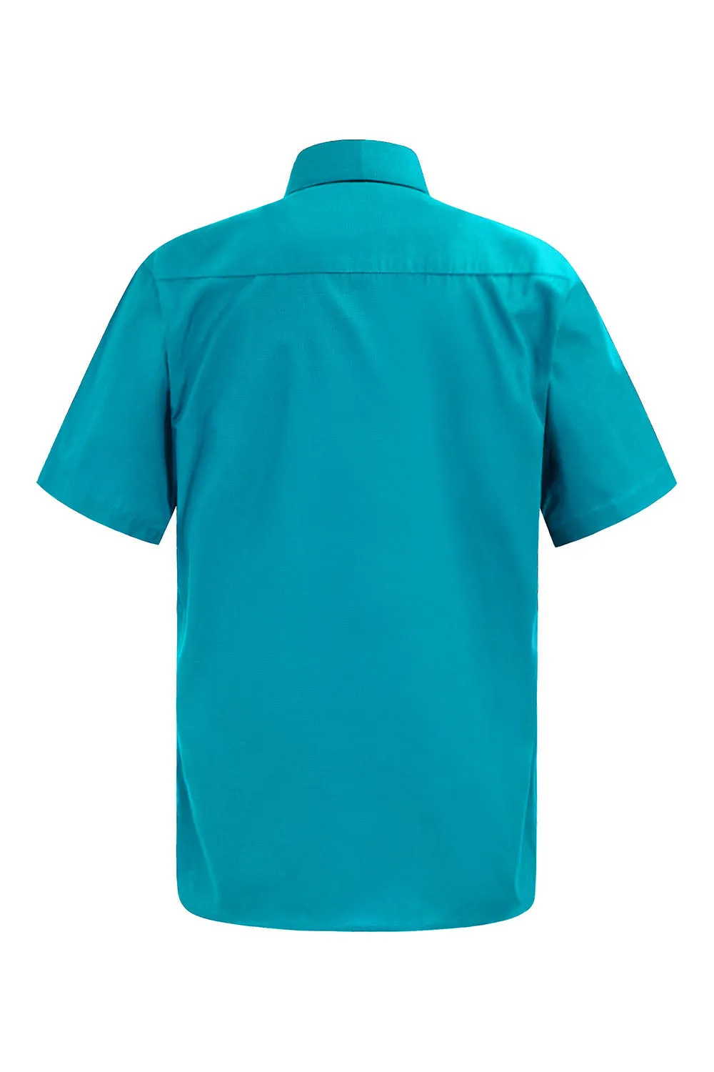 Men's Regular Fit Short Sleeve Solid Color Dress Shirts (Turquoise)