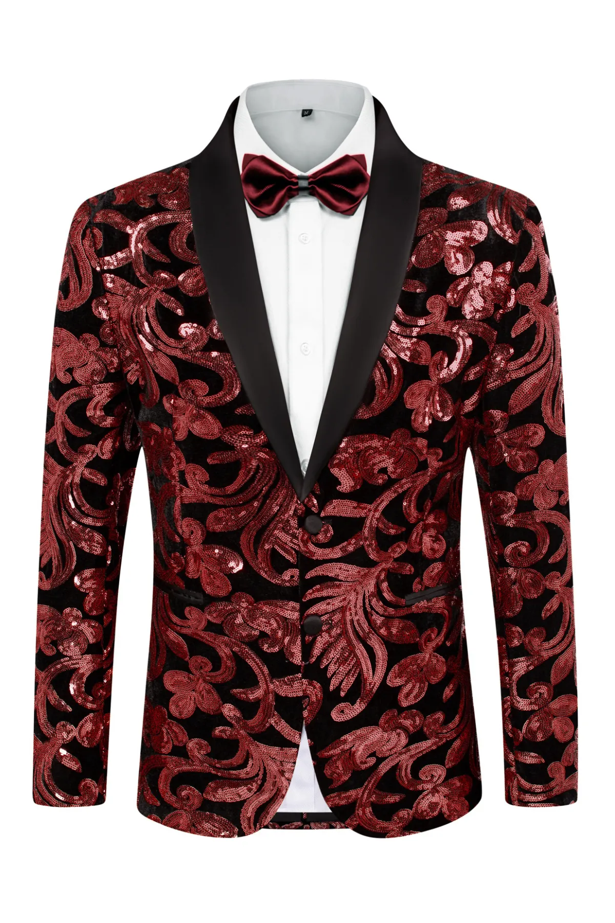 Men's Sequins Tuxedo Two Buttons Jacket Velvet Shawl Lapel Suit Jackets Blazer for Dinner, Prom, Party