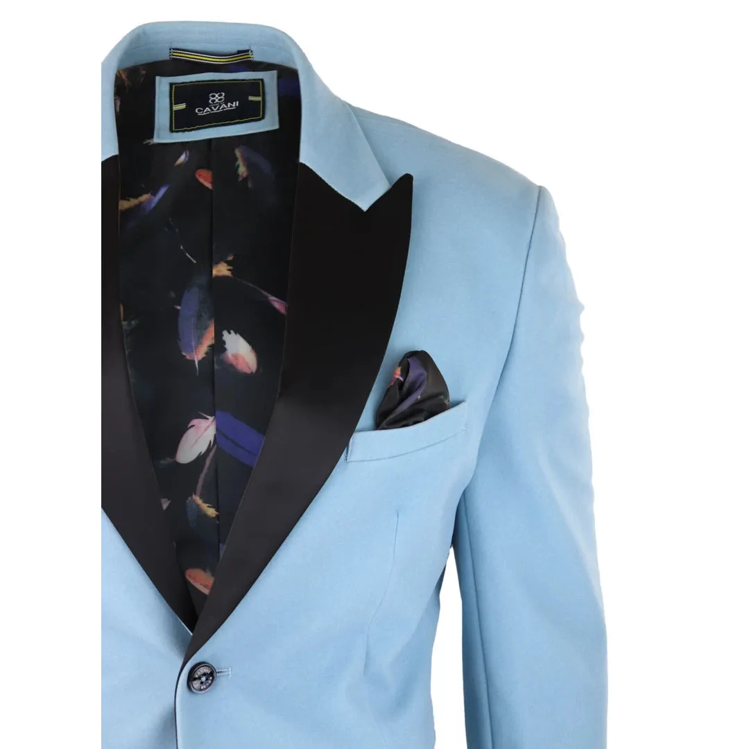 Mens Velvet Blazer Tuxedo Jacket Black Satin Lapel Pastel Blue Pink Green