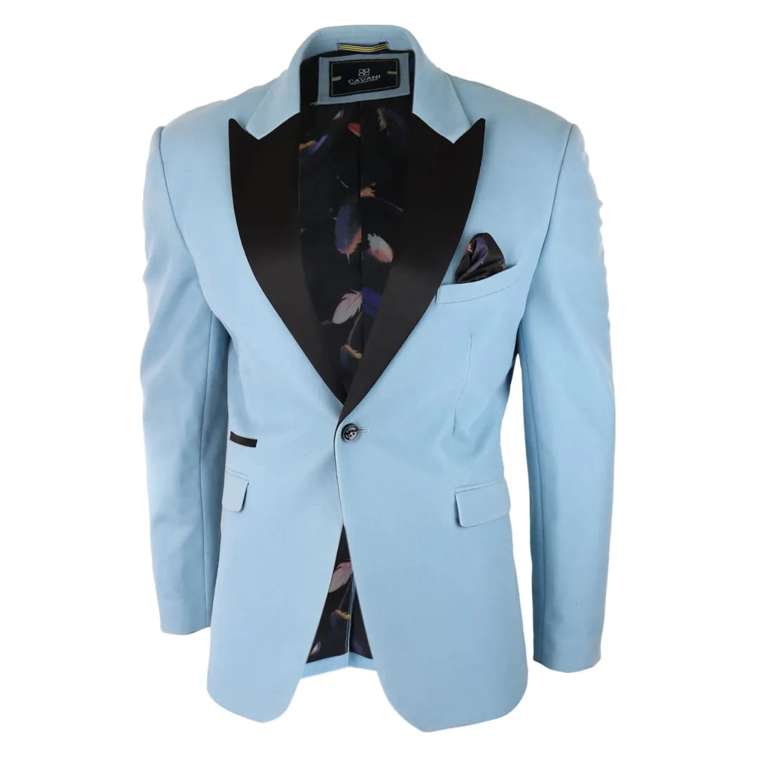 Mens Velvet Blazer Tuxedo Jacket Black Satin Lapel Pastel Blue Pink Green