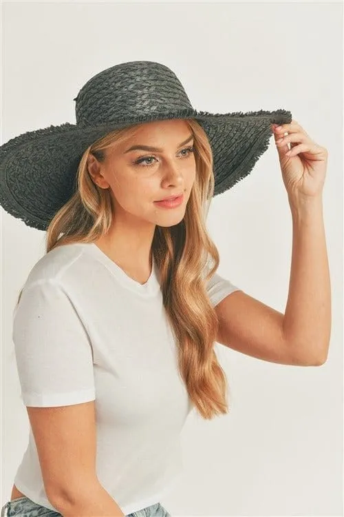 MH0095 Floppy Straw Sun Hat with Frayed Edges