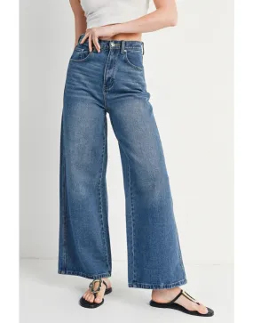 Mid Rise Wide Leg Jeans Stone Blue